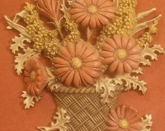 Vintage Flower Basket Wall Hanging Set of 3, Floral Decor Retro 1970s Wall Art Homco