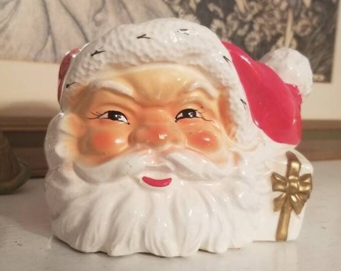 Vintage Santa Candle Holder Planter by EO Brody Beautiful Festive Fun Ceramic Candle Holder