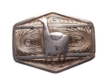 Vintage Sterling Silver Filigree Llama Brooch Peruvian Original Antique Silver Filigree Brooch Pin
