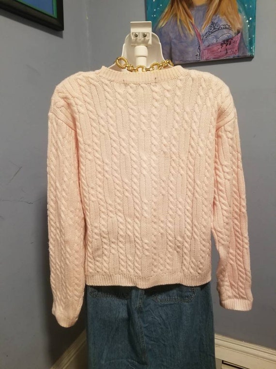 Vintage Karen Scott Pink Cableknit Sweater Size L… - image 2
