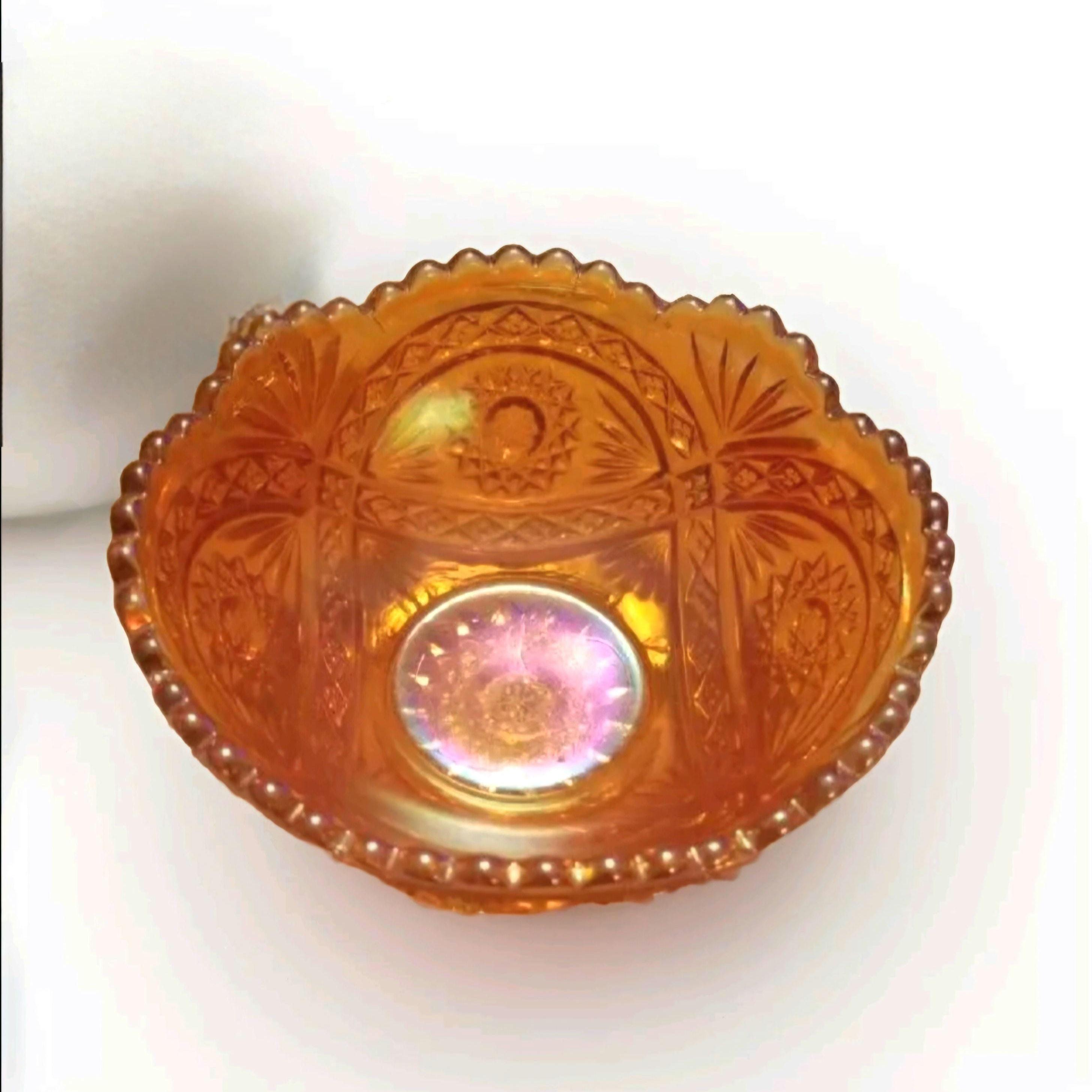 Cuenco de cristal vintage Carnival: diseño Marigold Hobstar, borde  festoneado - Etsy México, image size:2913x2913