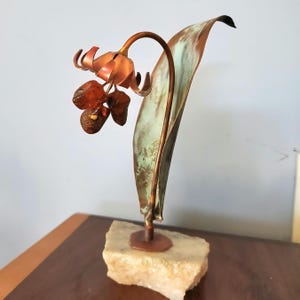 Vintage Sculpture Ukrainian Handmade Petite Flower Object D'Art Home Decor Natural Material Boho Art