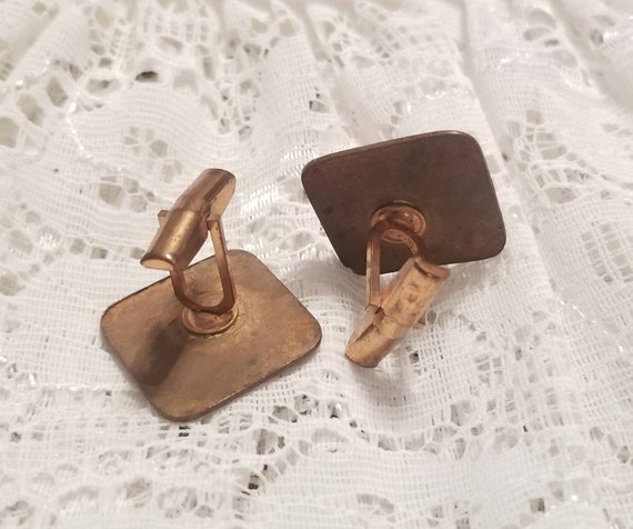 Vintage Copper and Enamel Cufflinks, Antler Cuffl… - image 5