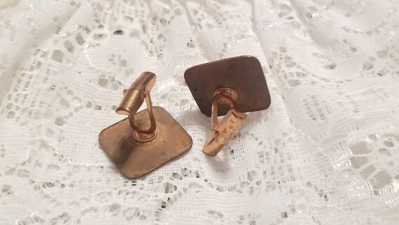 Vintage Copper and Enamel Cufflinks, Antler Cuffl… - image 3