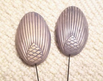 Rare Vintage Celluloid Hatpin: Blue Gray Art Deco Accessory 