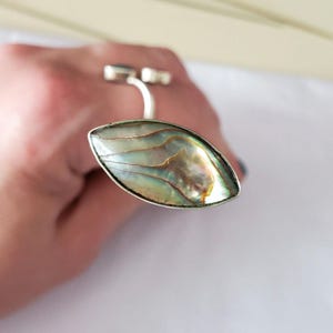 Vintage Art Deco Abalone Hatpin: Rainbow Mother of Pearl Shell