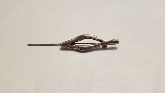 Vintage Modernist Silver Stick Pin Abstract Lapel… - image 7