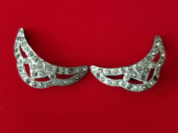 Antique Art Deco Dress Clips Paste and Silvertone… - image 4