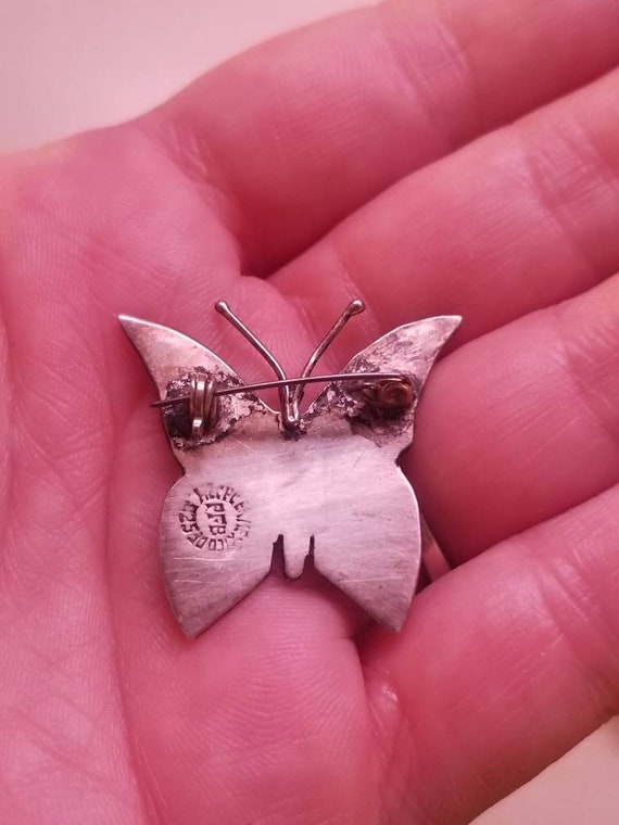 Vintage Sterling Silver Butterfly Brooch Pin PFB … - image 6