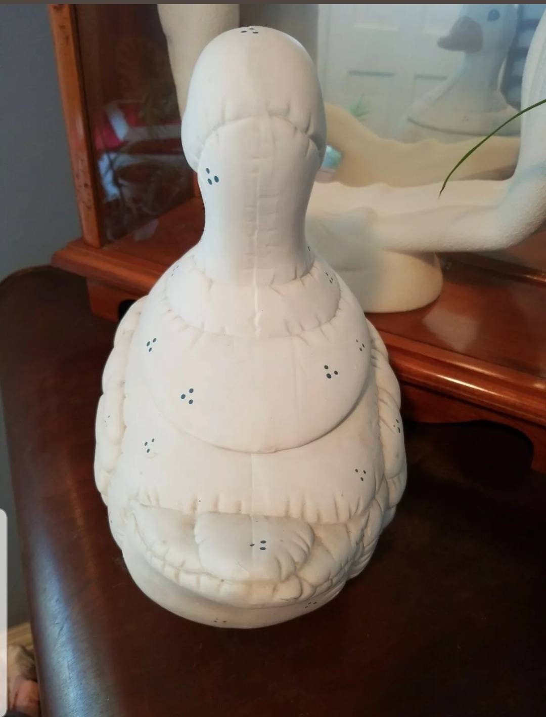 Vintage Duck Cookie Jar Large Ceramic Stuffed Animal detail | Etsy