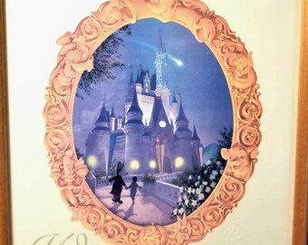 美品 Disney Framed Prints ディズニー アート クラシック Vintage Disney World 25th Anniversary Framed Print 1997