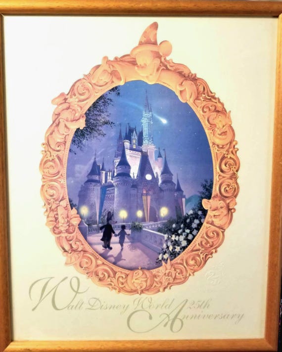 Vintage Disney World 25th Anniversary Framed Print 1997
