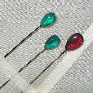 Vintage Glass Hatpin **You Choose** Long Victorian Green Glass Pin Edwardian Rouge Glass Pin