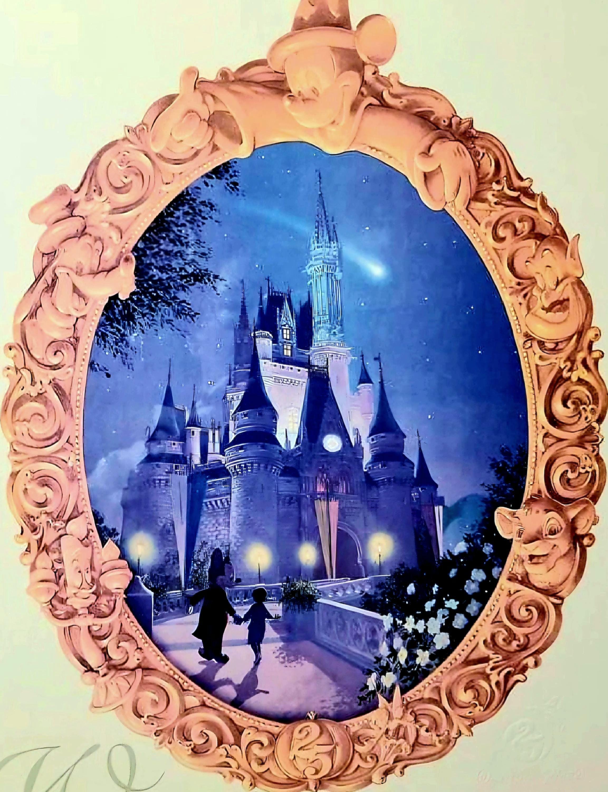 Vintage Disney World 25th Anniversary Framed Art Print, Mickey