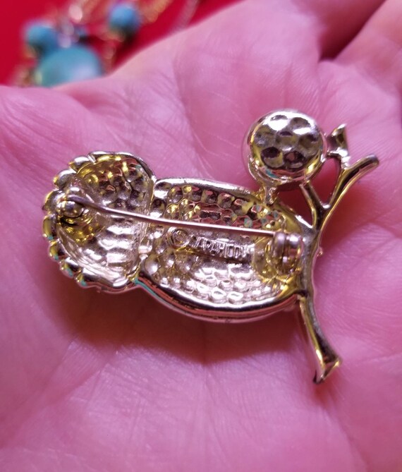 Vintage Owl Brooch Sarah Coventry Signed Vintage … - image 3