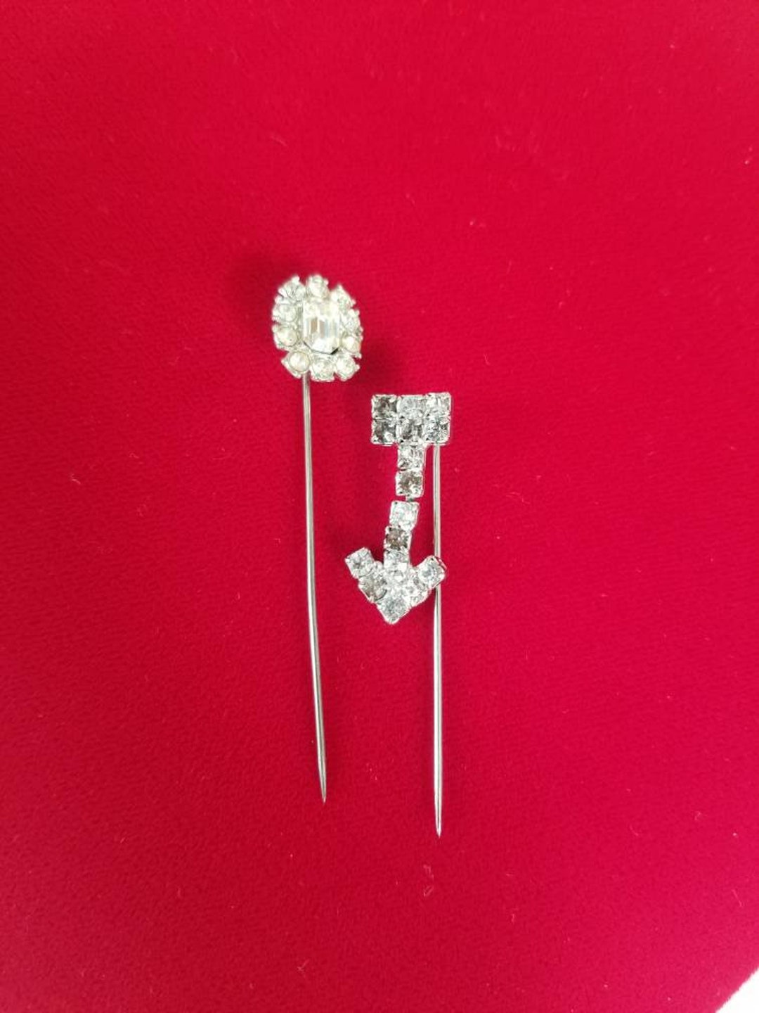 Antique Rhinestone Stick Pins Hatpins Dangling Arrow Stick Pin Etsy
