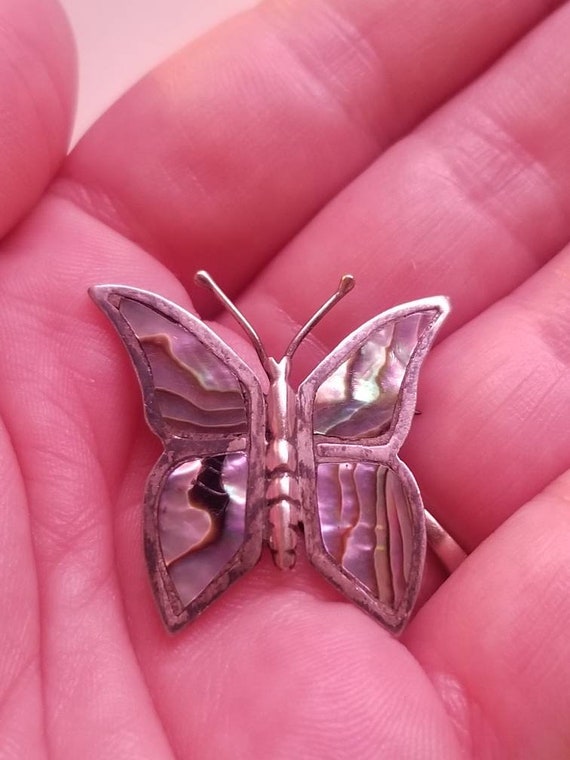 Vintage Sterling Silver Butterfly Brooch Pin PFB … - image 9