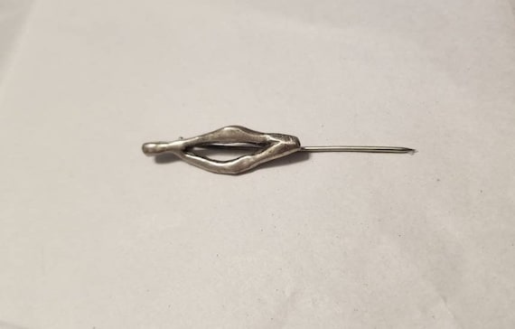 Vintage Modernist Silver Stick Pin Abstract Lapel… - image 1