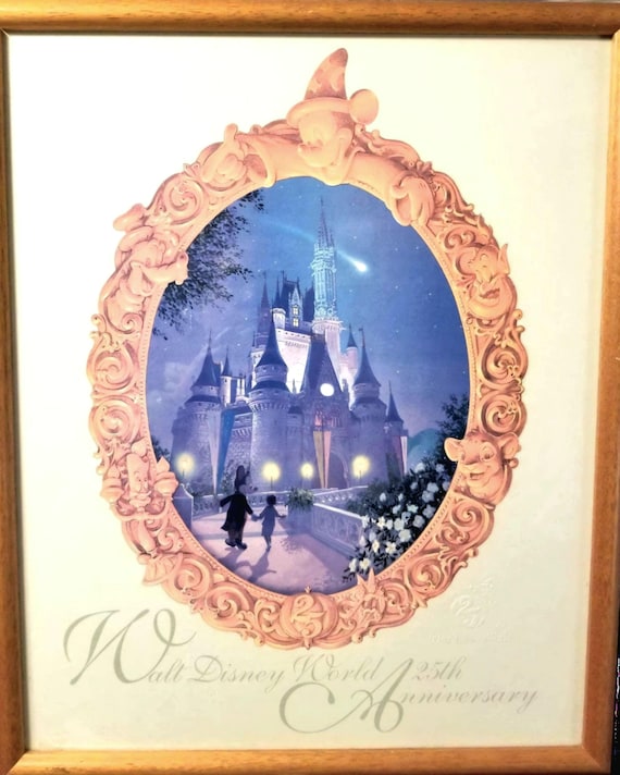Vintage Disney World 25th Anniversary Framed Art Print, Mickey