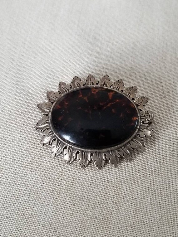 Broche Vintage Miracle Des Années 50 - Dôme Métal Avec Cristal Violet, Motif Celtique