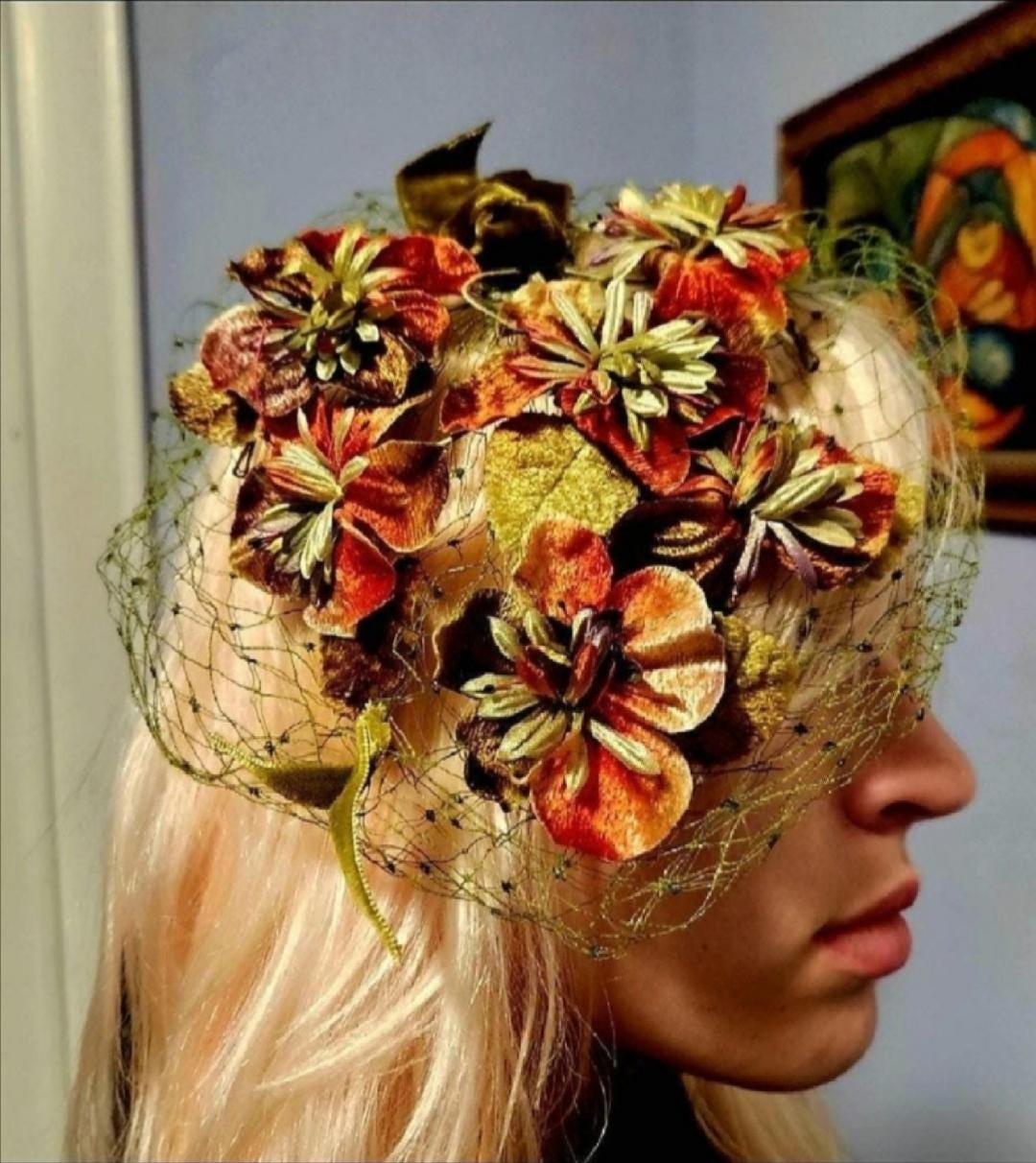 Vintage Skol Nips Floral Netted Topper 1950s Fascinator Hat  display picture 3