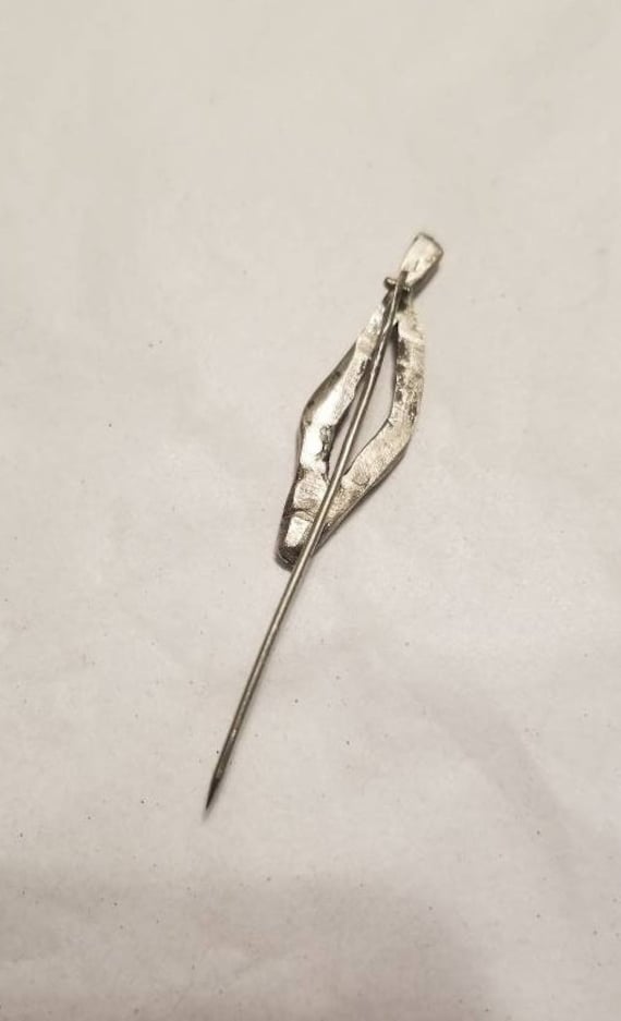 Vintage Modernist Silver Stick Pin Abstract Lapel… - image 6