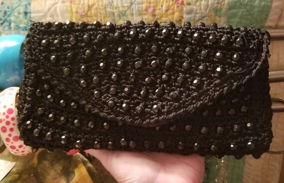 Vintage Bobbie Jerome Black Clutch Handbag 1940s/… - image 8