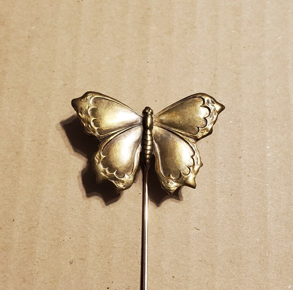 Antique Butterfly Hatpin 12K Gold Hatpin Vintage … - image 6