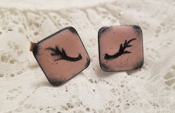 Vintage Copper and Enamel Cufflinks, Antler Cuffl… - image 7