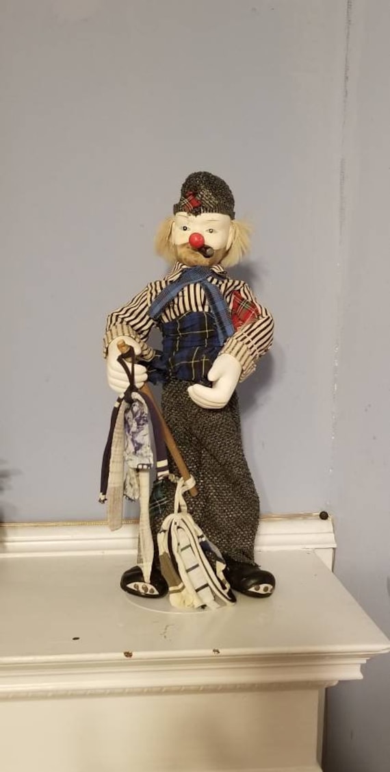 Vintage Hobo Clown Doll Porcelain Doll 16 With Stand Etsy