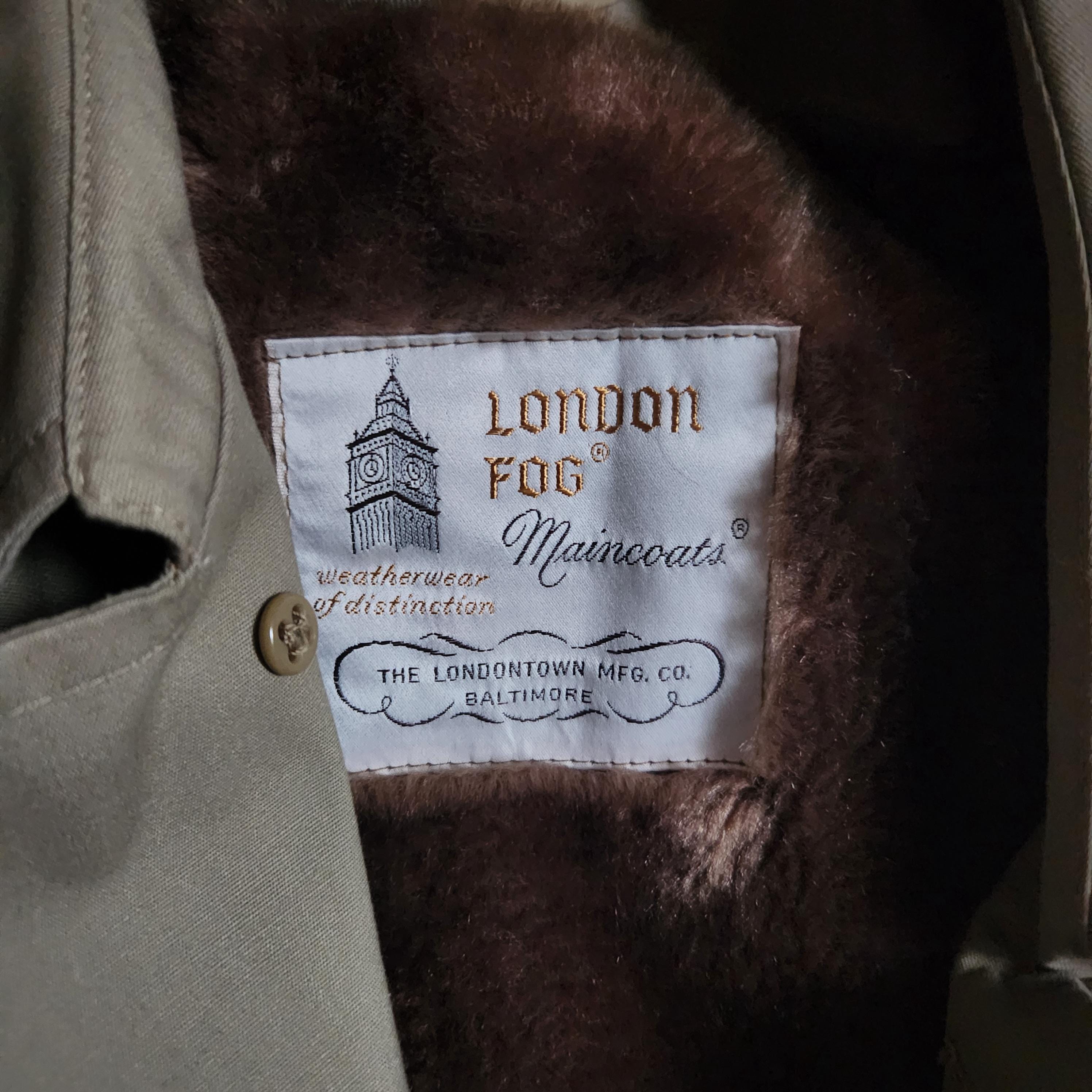 Vintage London Fog Maincoats Trench Coat Removable Lining 40 Reg
