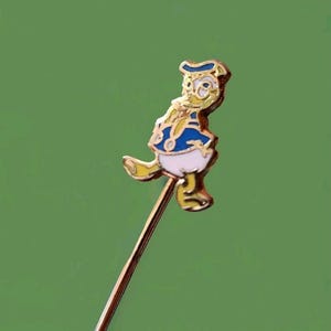 Vintage Donald Duck Stick Pin Disney Accessory Enamel Goldtone Walt Disney Lapel Pin Cute 2&quot; Disneyana Jewelry