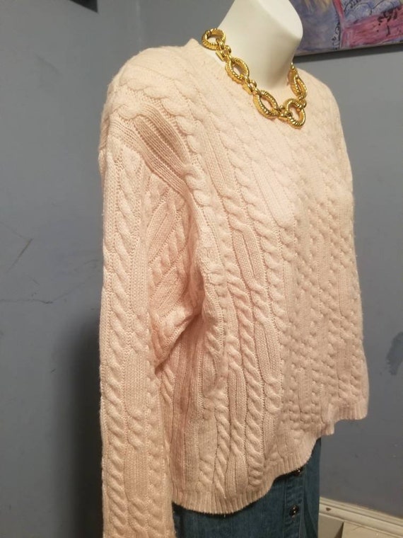 Vintage Karen Scott Pink Cableknit Sweater Size L… - image 6