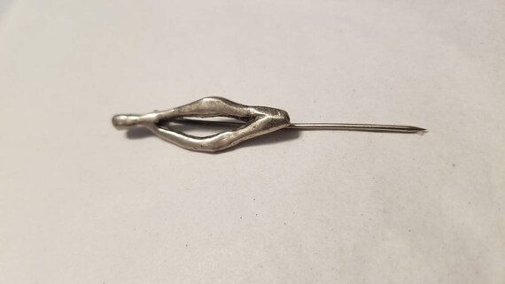 Vintage Modernist Silver Stick Pin Abstract Lapel… - image 8