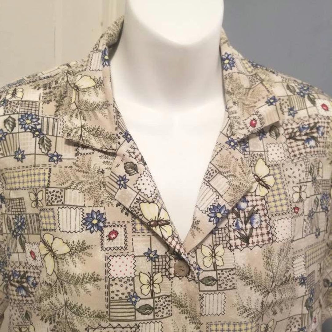 Vintage Bon Worth Patchwork Print Button up Shirt Size XS/S Shortsleeve