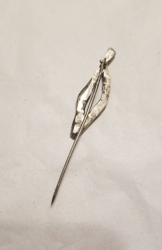 Vintage Modernist Silver Stick Pin Abstract Lapel… - image 4