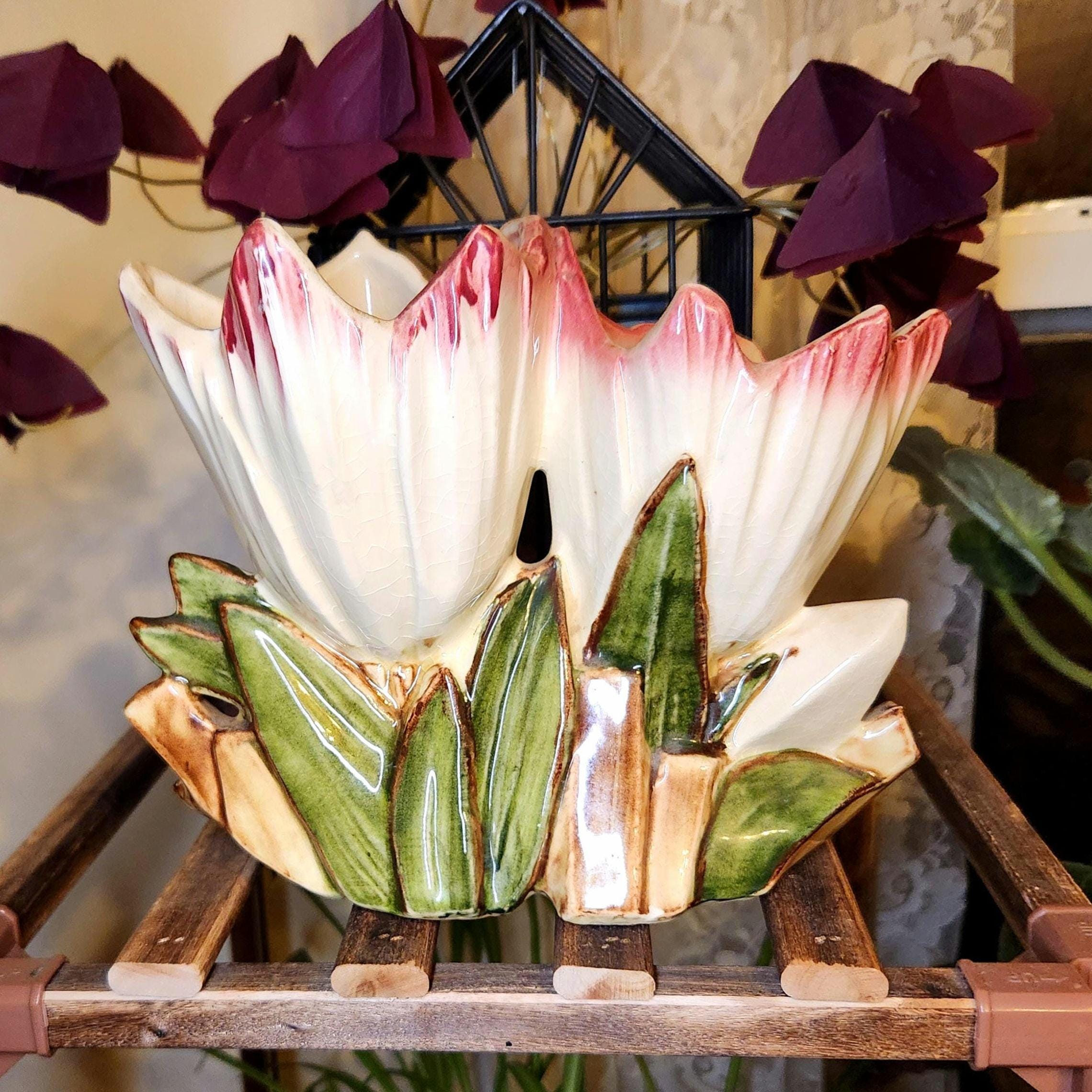 マッコイ USAアート陶器 白鳥花瓶 ピンクコーラル アンティーク