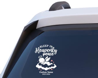 Infant Memorial Car Decal, Angel Baby Remembrance, Custom Name Vinyl Sticker