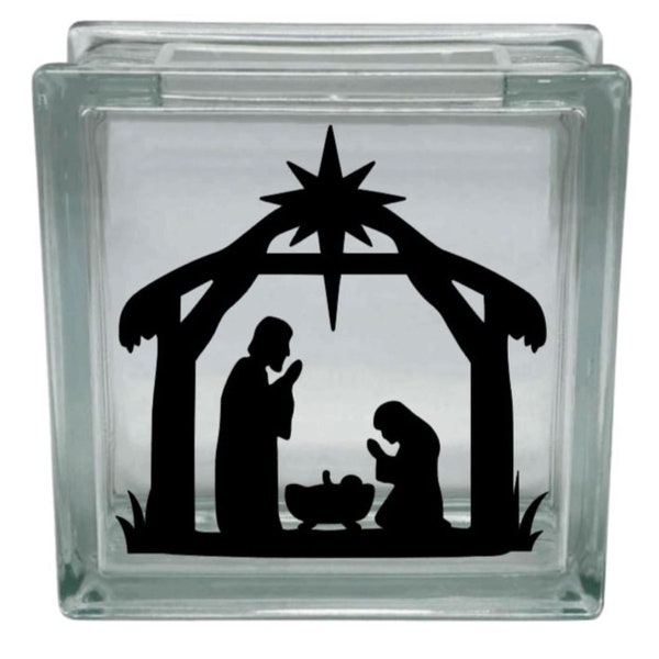 Christmas Nativity Manger Scene Vinyl Decal Sticker for 8" glass block