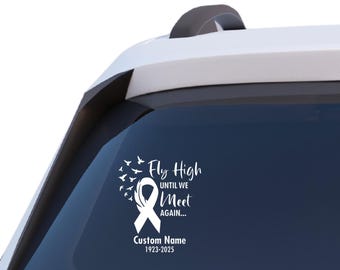 Cancer Awareness Ribbon Car Decal: Memorial Birds, Custom RIP Gift