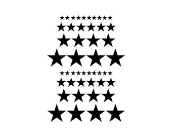 Star Shape Vinyl Decal Sticker Bundle, Black, Multiple Sizes, 48 Piece Set