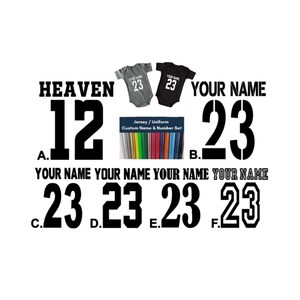 Custom Jersey Name & Number Baby Toddler Size Iron On Heat Transfer Vinyl HTV DIY Jersey Shirt Iron On Back To School Numbers