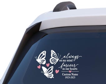 Butterfly Memorial Car Decal, Customizable Name & Date