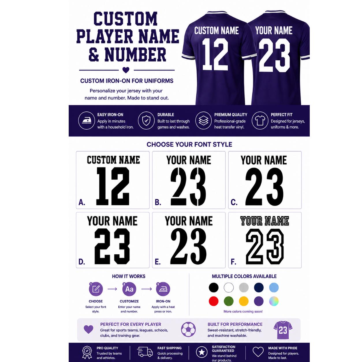 Htv Uniform Custom Adult Jersey Name & Number Iron on HTV | Personalized Sports ...