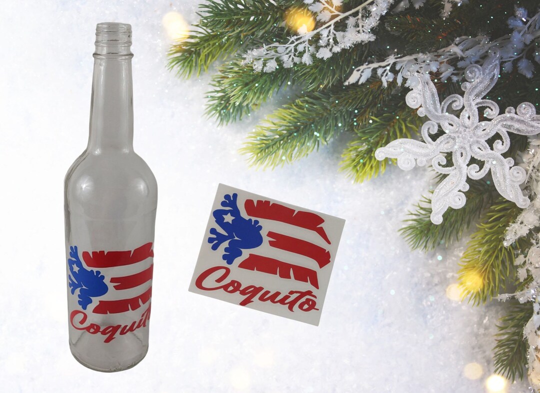 Coquito Bottle Decal Puerto Rico Flag Coquito Decal Sticker Glass