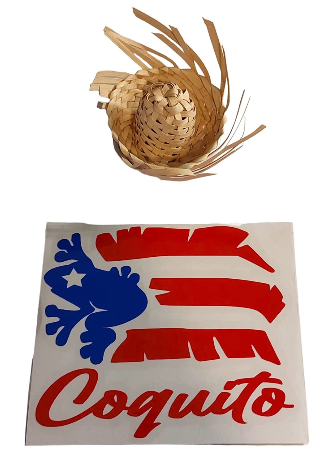 Coquito Bottle Decal & Pava Hat Puerto Rico Flag Coquito Decal Sticker