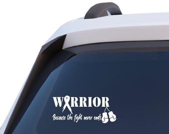 Cancer Awareness Distressed Ribbon Boxing Gloves Warrior Decal Car Window Tumbler Laptop Sticker