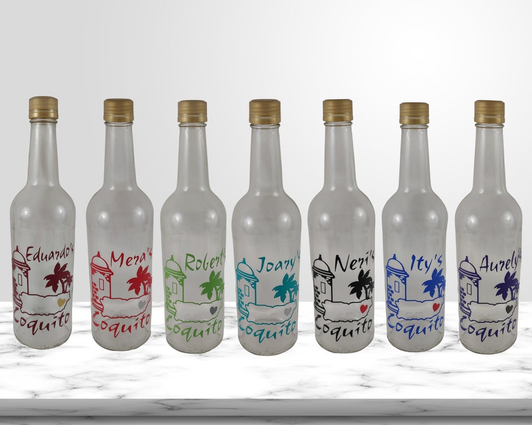Personalized Coquito Bottle Decal Puerto Rico Flag Coquito Decal
