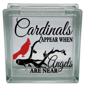 Cardinals Appear When Angels Are Near Vinyl Decal Sticker for 8" glass block Christmas Block Decal