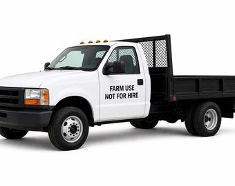 Farm Use Not For Hire Vinyl Decal Stickers - 18"x5" (Set of 2)
